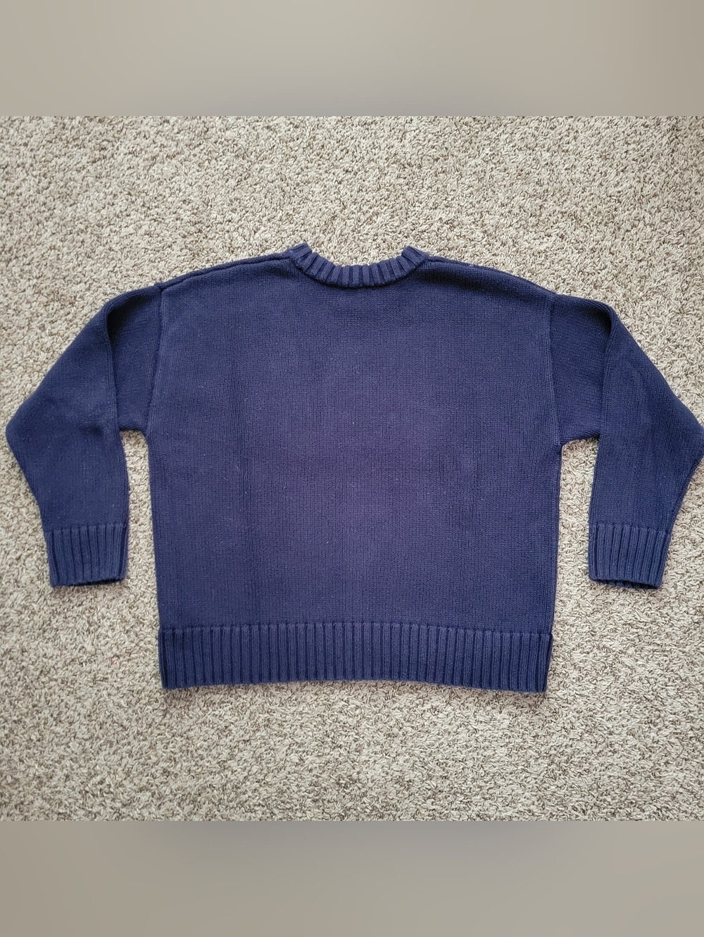 Gap Sweater 100% Cotton Crew Neck Navy Uniform Blue Oversized Boyfriend Small - Picture 6 of 6